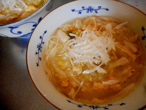 ちくわと白菜の中華風にゅう麺
